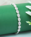 Amorette Pink Oval Bloom CZ Silver Bracelet