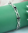 Noir Elegance Geometric Black CZ Silver Bracelet