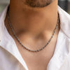 925 Sterling Silver Oxidised Twisted Rope Chain for Men