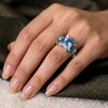 925 Silver Blue CZ Rose Garden Cocktail Ring for Women  