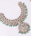 Amara Aabharana Emerald Drop Victorian Silver Necklace
