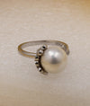 Elarisse Glow Pearl Charm Silver Ring