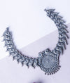 Zahra Jalaka Oxidised Short Silver Necklace