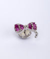 925 Sterling Silver Fuchsia Ribbon CZ Brooch