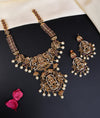 925 Silver Antique Lakshmi Pearl Temple Necklace Set