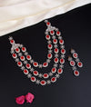 925 Silver Layered Jadau Bridal Short Necklace Set  