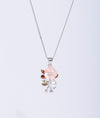 925 Sterling Silver Rosy Aura CZ Pendant Chain