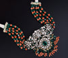 925 Silver Beaded Jadau Short Necklace Set