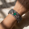 925 Sterling Silver Antique Emerald Victorian Bangle