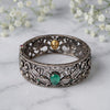 925 Sterling Silver Antique Emerald Victorian Bangle