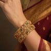 925 Sterling Silver Floral Gold Plated Bangle
