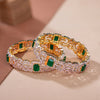 925 Sterling Silver Green Mosaic CZ Bangle
