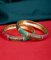 925 Sterling Silver Ruby & Emerald Gold Plated Bangle  