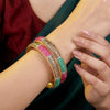 925 Sterling Silver Ruby & Emerald Gold Plated Bangle  