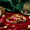 925 Sterling Silver Ruby & Emerald Gold Plated Bangle  