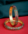 925 Sterling Silver Ruby Emerald Temple Bangle