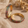925 Sterling Silver Ruby Emerald Temple Bangle