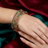 925 Sterling Silver Ruby Emerald Temple Bangle