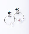 925 Sterling Silver Star Aura CZ Hoop Earrings