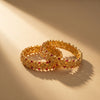 925 Sterling Silver Lotus Cluster Temple Bangle  