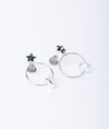 925 Sterling Silver Star Aura CZ Hoop Earrings
