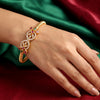 925 Sterling Silver Paisley Crystal Temple Kada