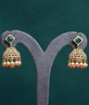 925 Sterling Silver Green Sparkle CZ Jhumka Earrings