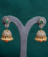 925 Sterling Silver Green CZ Jhumka Earrings