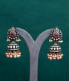 925 Sterling Silver Oxidised Temple Jhumka  