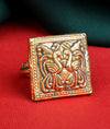 925 Sterling Silver Peacock Temple Square Statement Ring