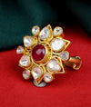 925 Sterling Silver Lotus Jadau Temple Ring Antique Finish