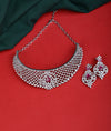 925 Sterling Silver CZ Ruby Accents Choker Set