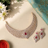 925 Sterling Silver CZ Ruby Accents Choker Set