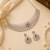 925 Sterling Silver CZ Blue Accents Choker Set