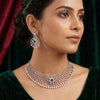 925 Sterling Silver CZ Blue Accents Choker Set