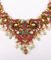925 Sterling Silver Ruby Emerald Temple Bridal Necklace