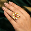 925 Silver Ishva Temple Kundan Ring for Women