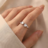 925 Silver Double Heart Arrow Ring with Mother of Pearl