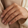 925 Silver Double Open Heart Rose Gold Ring