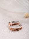 925 Silver Love Engraved Rose Gold Couple Rings  