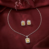 925 Silver Lumina Radiance Square CZ Pendant Set for Women