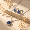 925 Silver Ocean Deep Cushion Cut CZ Pendant Set