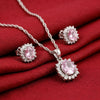 925 Silver Rose Blossom CZ Pendant Set for Women