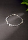 Heart Chain Bracelet with CZ Centre Heart in 925 Sterling Silver