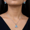 925 Silver Aqua Zenith Trillion CZ Pendant Set for Women