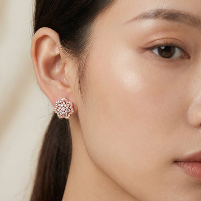 925 Sterling Silver Italian CZ Star Stud Earrings for Women