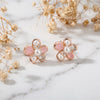 925 Sterling Silver Pink Bead and White Pearl Blossom Stud