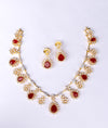 925 Sterling Silver Rosy Cascade CZ Necklace Set