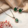 925 Silver Irave Emarald Green CZ Pendant Set for Women