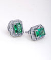 925 Sterling Silver Emerald Glow CZ Stud Earrings
